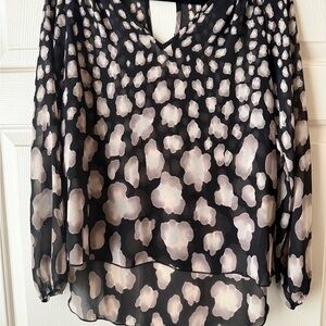 Renee C. Black and Cream Patterned Blouse